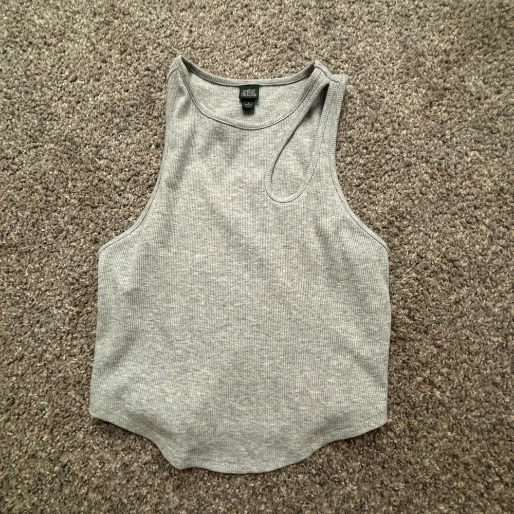 Women’s Gray Fitted Crop Tank Top